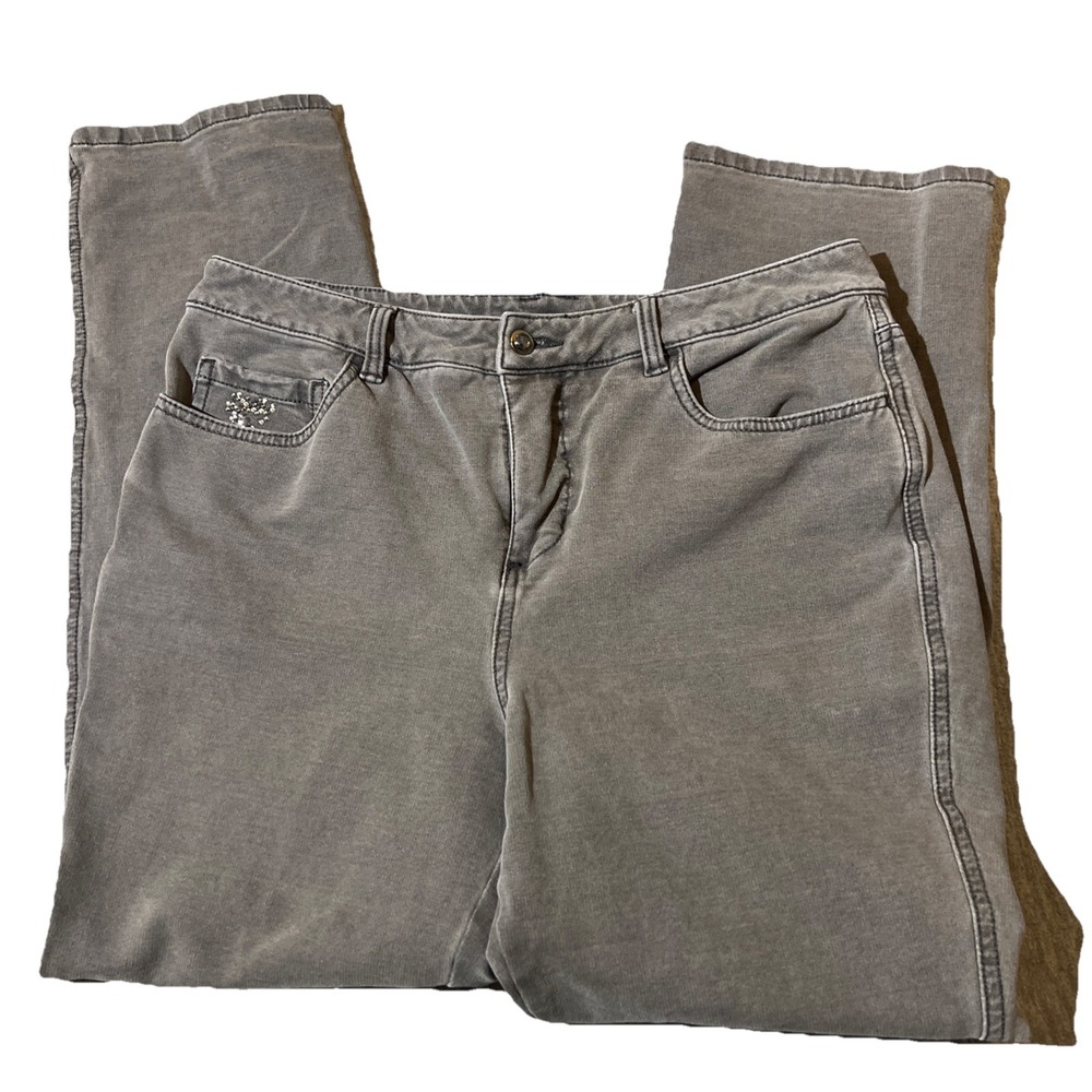 Quacker Factory Dream Jeanne's Women 8 Short Denim Gray Straight‎ QVC Sequin EUC